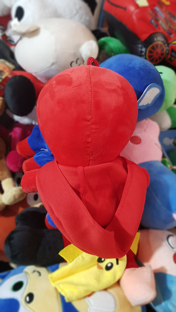 PELUCHE DE SPIDERMAN 25CM CON CAPUCHA MILES MORALES RELLENO SINTETICO  CAPELLADA DE FELPA EDAD 3+